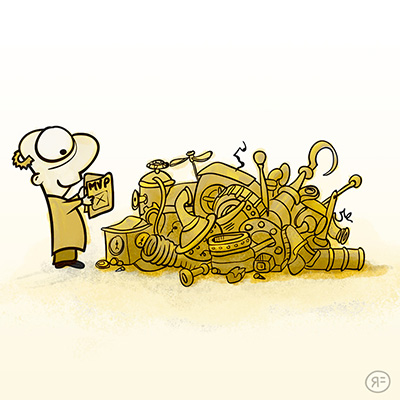 Agile software development part 1 - illustration by Rowan Ferguson from www.elfshot.com/illustration