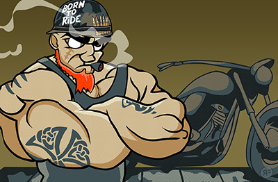 Born to ride - commissioned artwork by Rowan Ferguson from www.elfshot.com/illustration