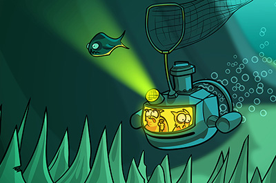 The seacats have a bad feeling about this - illustration by Rowan Ferguson from www.elfshot.com/illustration